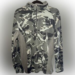 🌺Columbia 1/4 Zip Microfleece Activewear Overshirt. Black & Gray Camouflage🌸🌺
